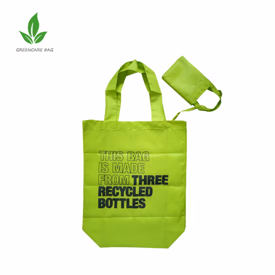 Bolso de compras plegable reciclado del totalizador de RPET del bolso verde del supermercado del poliéster del animal doméstico